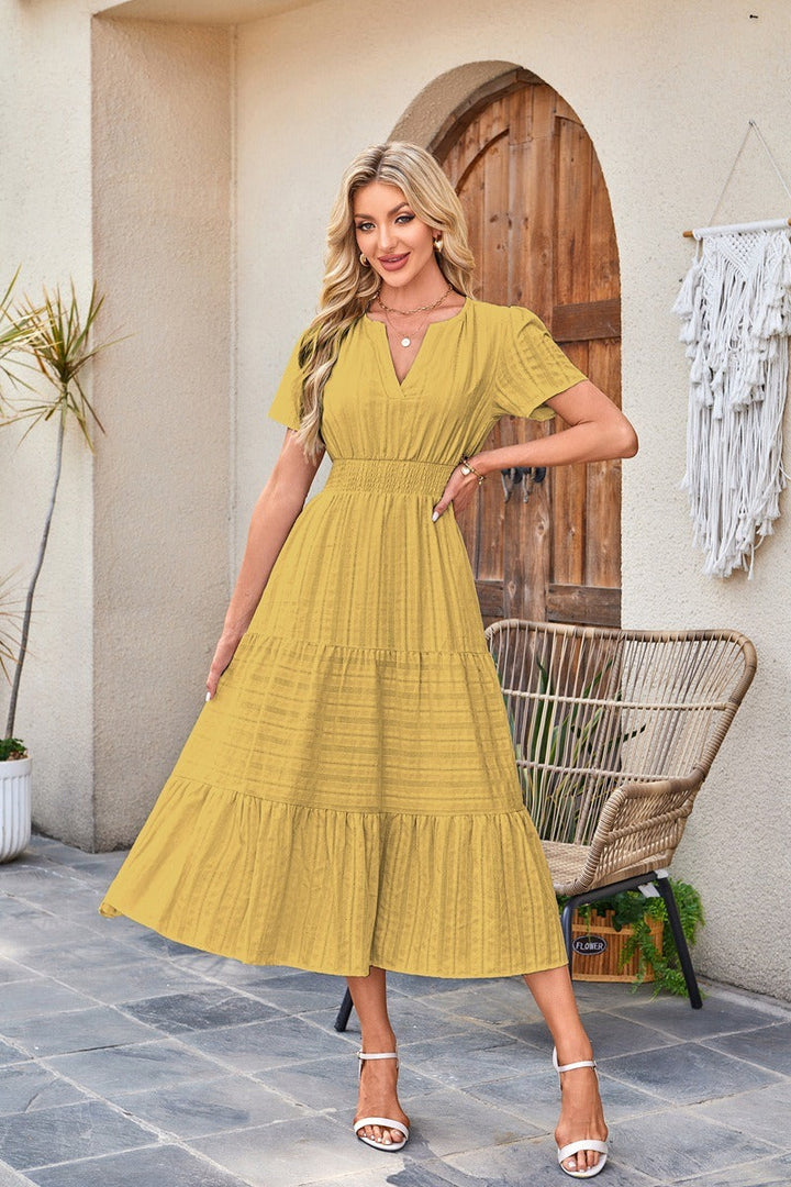 Astrelle - Robe longue texturée à volants