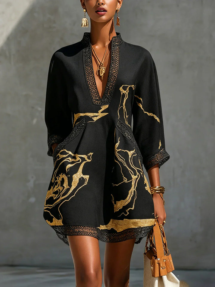 Sidonia - Robe trapèze à imprimé marbré de luxe
