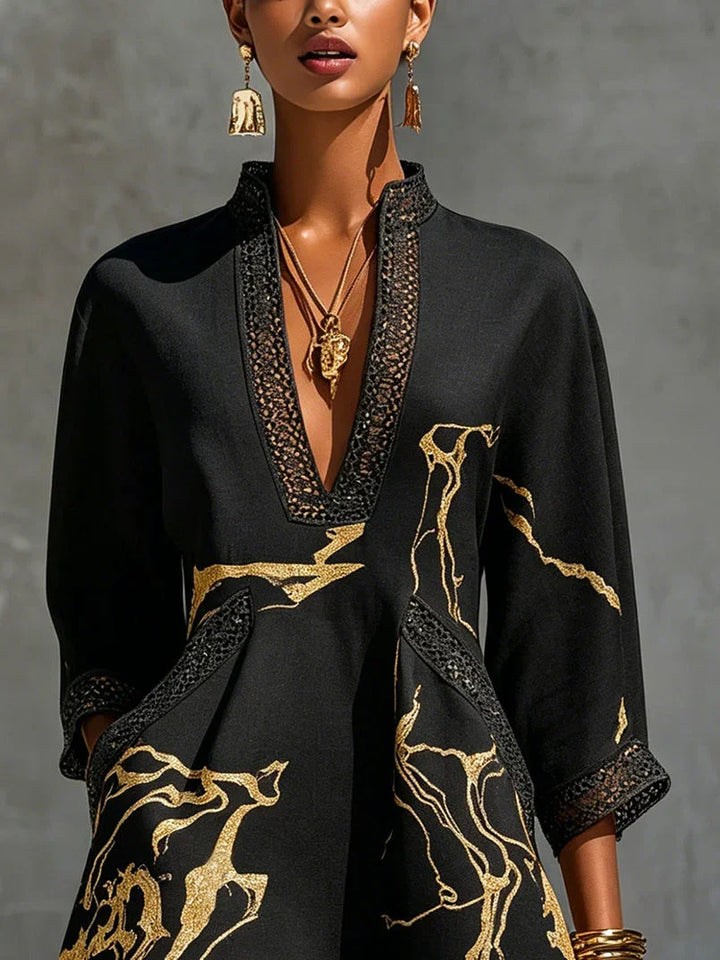 Emmerly - Robe trapèze à imprimé marbré de luxe