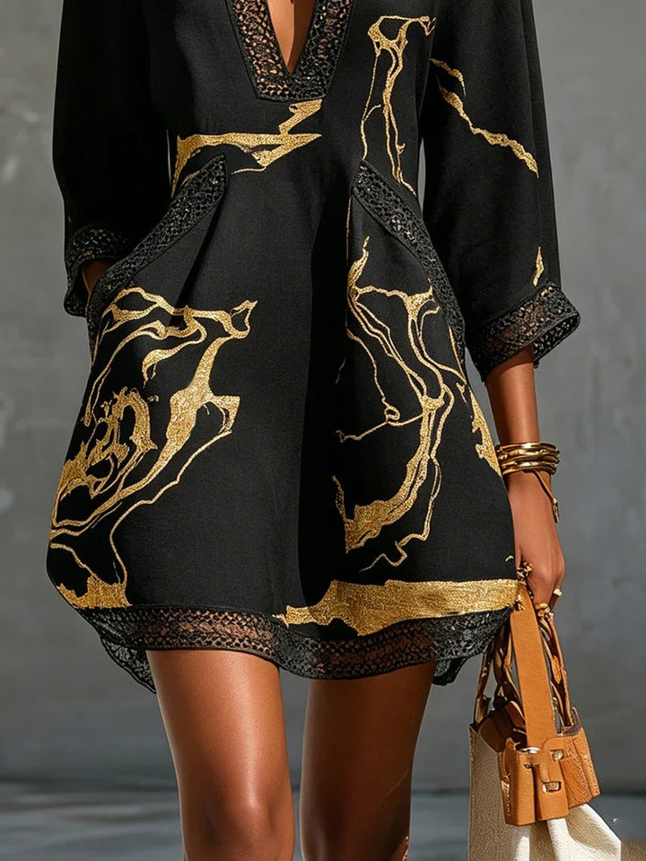 Emmerly - Robe trapèze à imprimé marbré de luxe