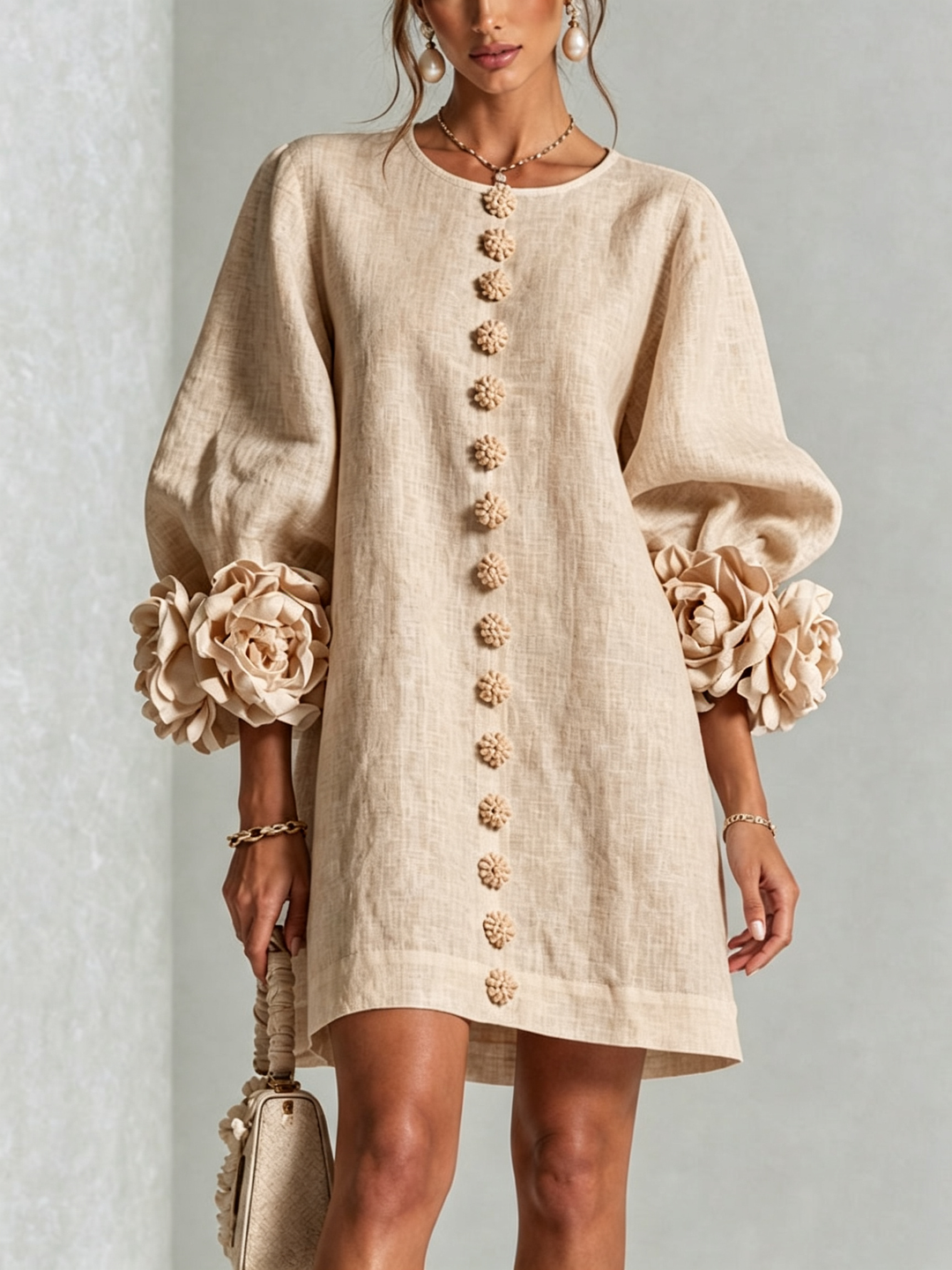 Elovienne - Robe mini en lin texturé