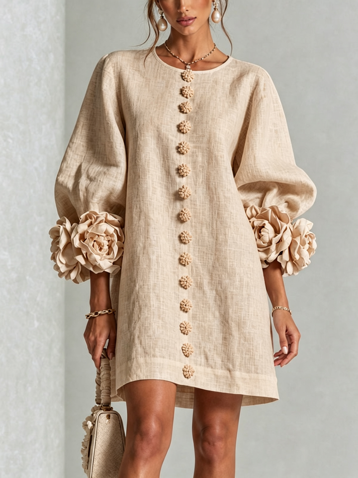 Elovienne - Robe mini en lin texturé