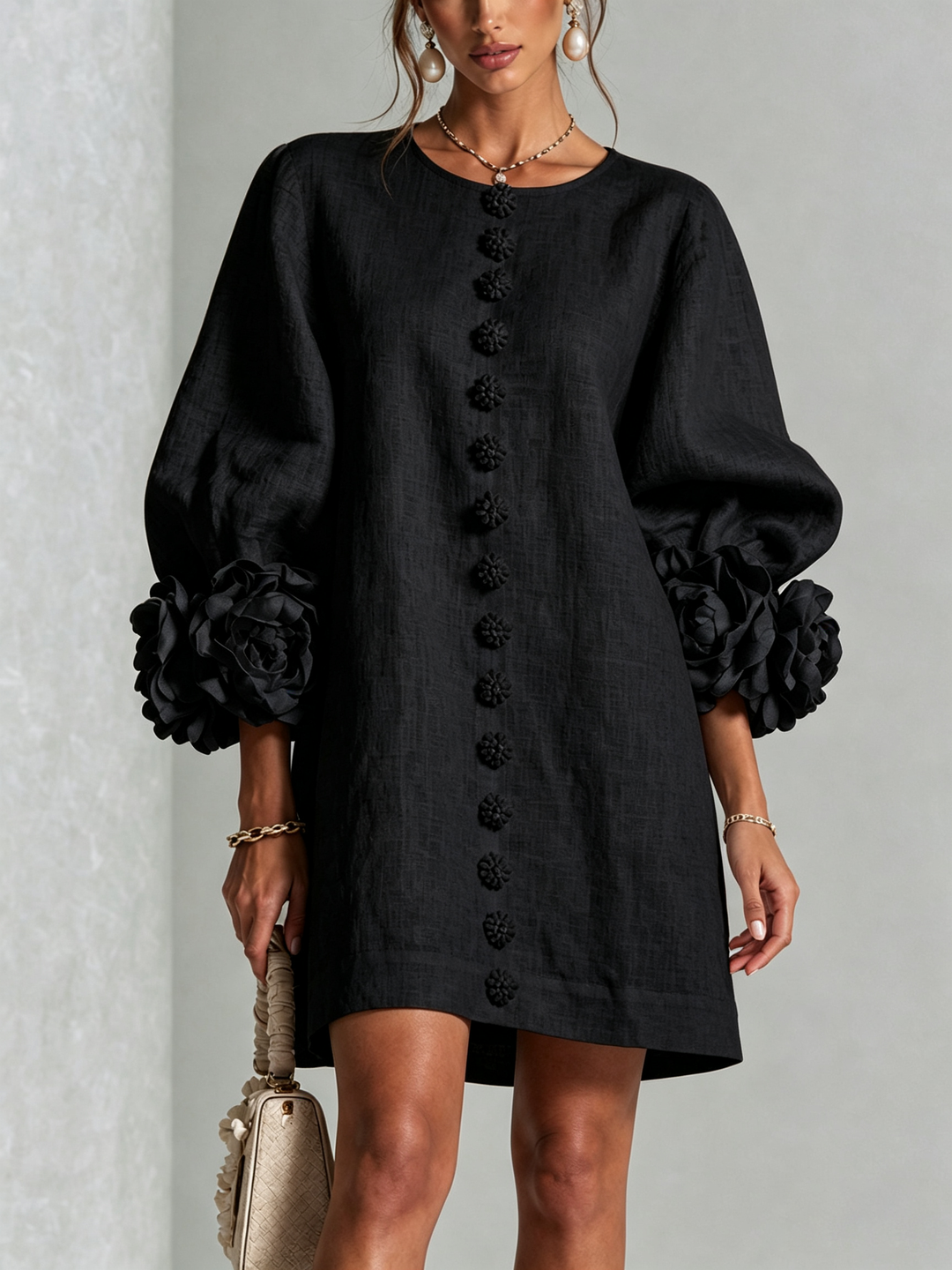 Elovienne - Robe mini en lin texturé