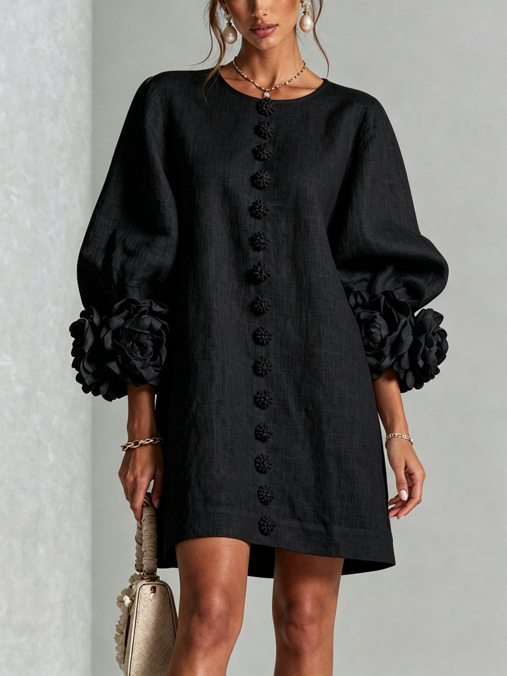 Elovienne - Robe mini en lin texturé
