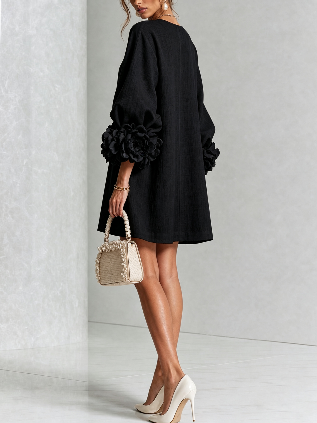 Elovienne - Robe mini en lin texturé
