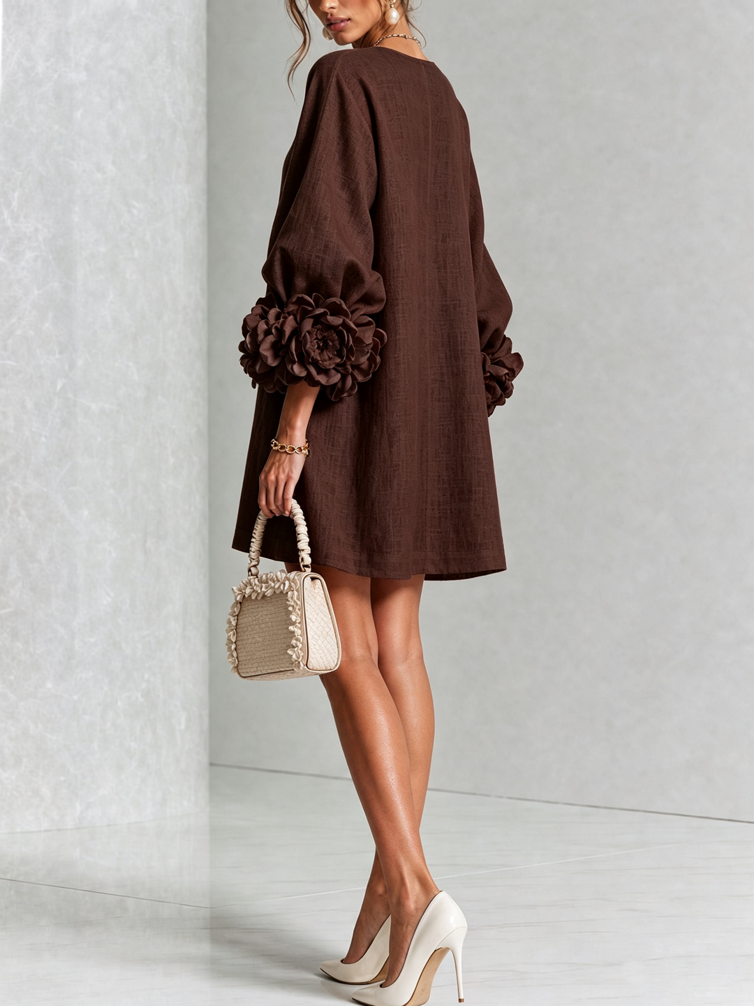 Elovienne - Robe mini en lin texturé