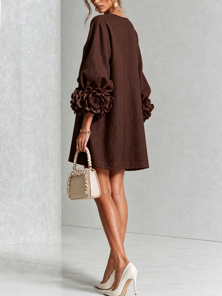 Elovienne - Robe mini en lin texturé