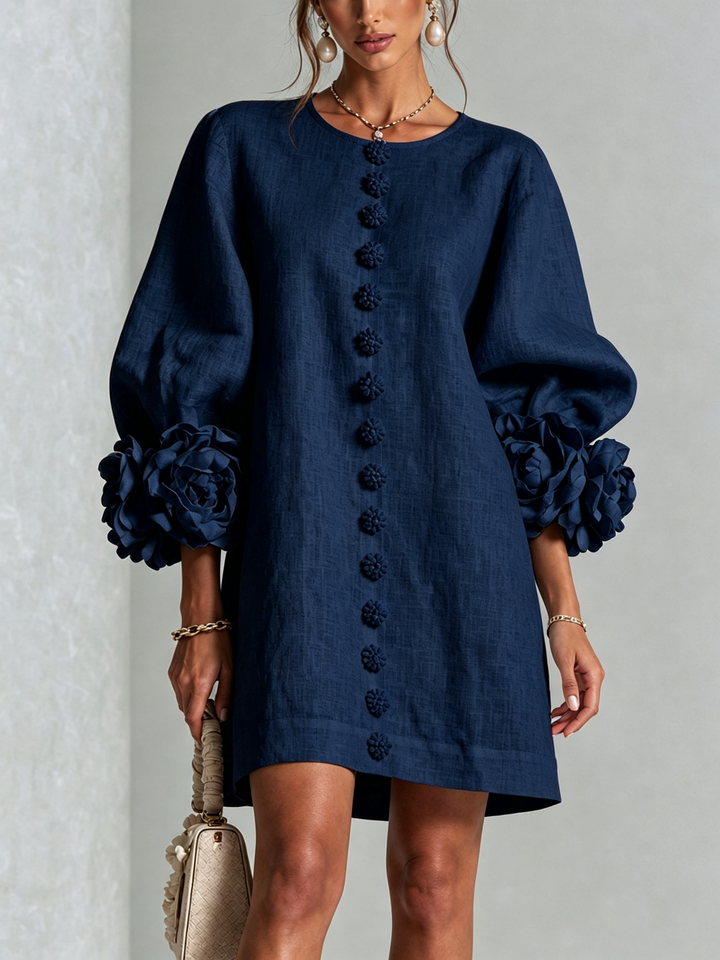 Elovienne - Robe mini en lin texturé