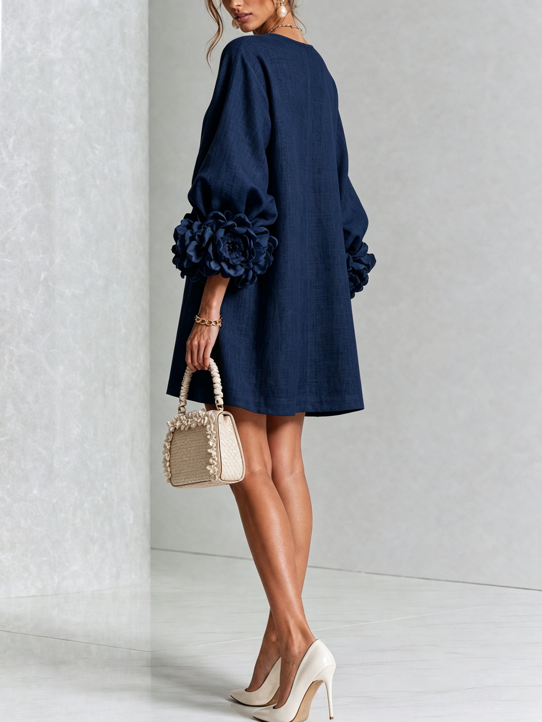 Elovienne - Robe mini en lin texturé