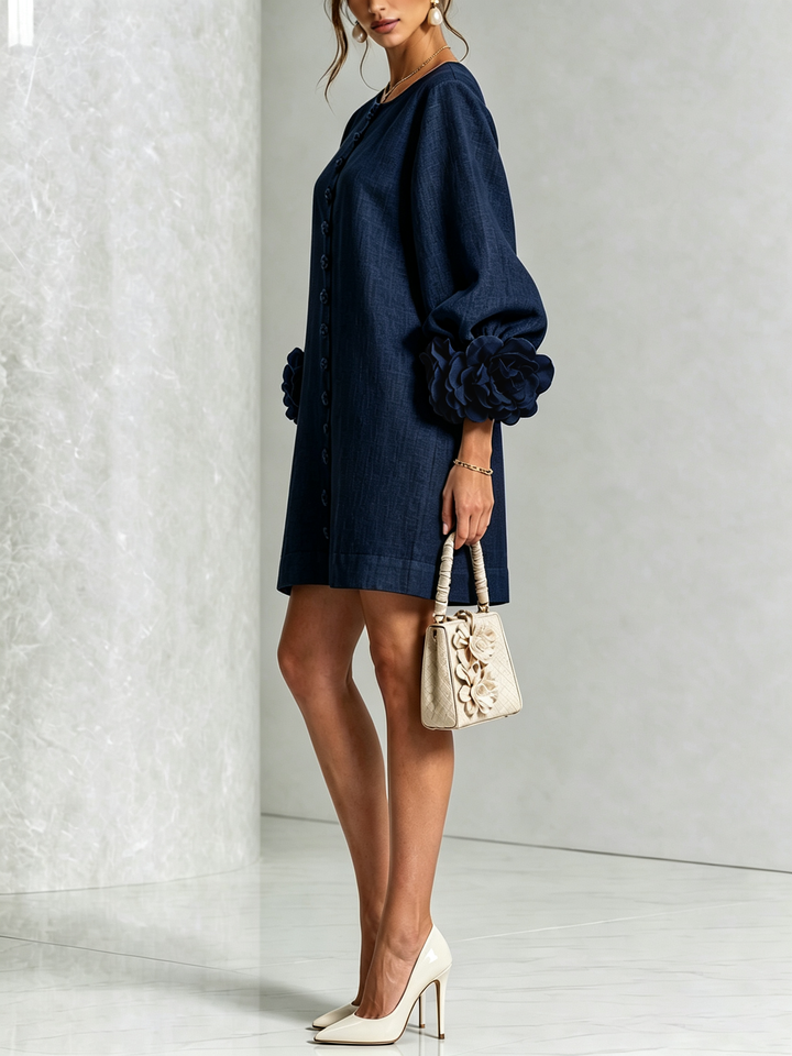 Elovienne - Robe mini en lin texturé