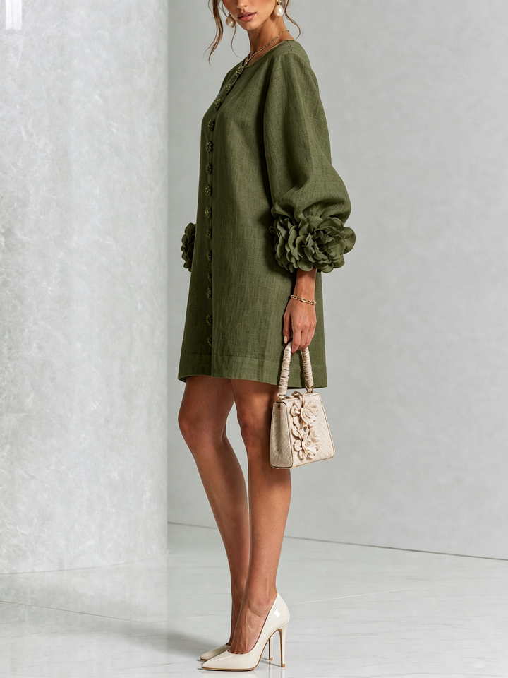 Elovienne - Robe mini en lin texturé