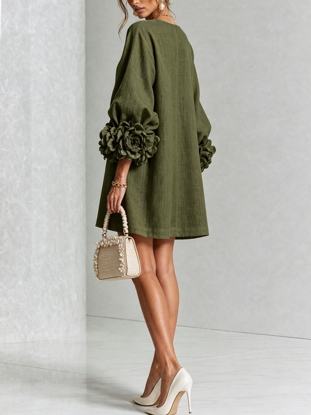 Elovienne - Robe mini en lin texturé