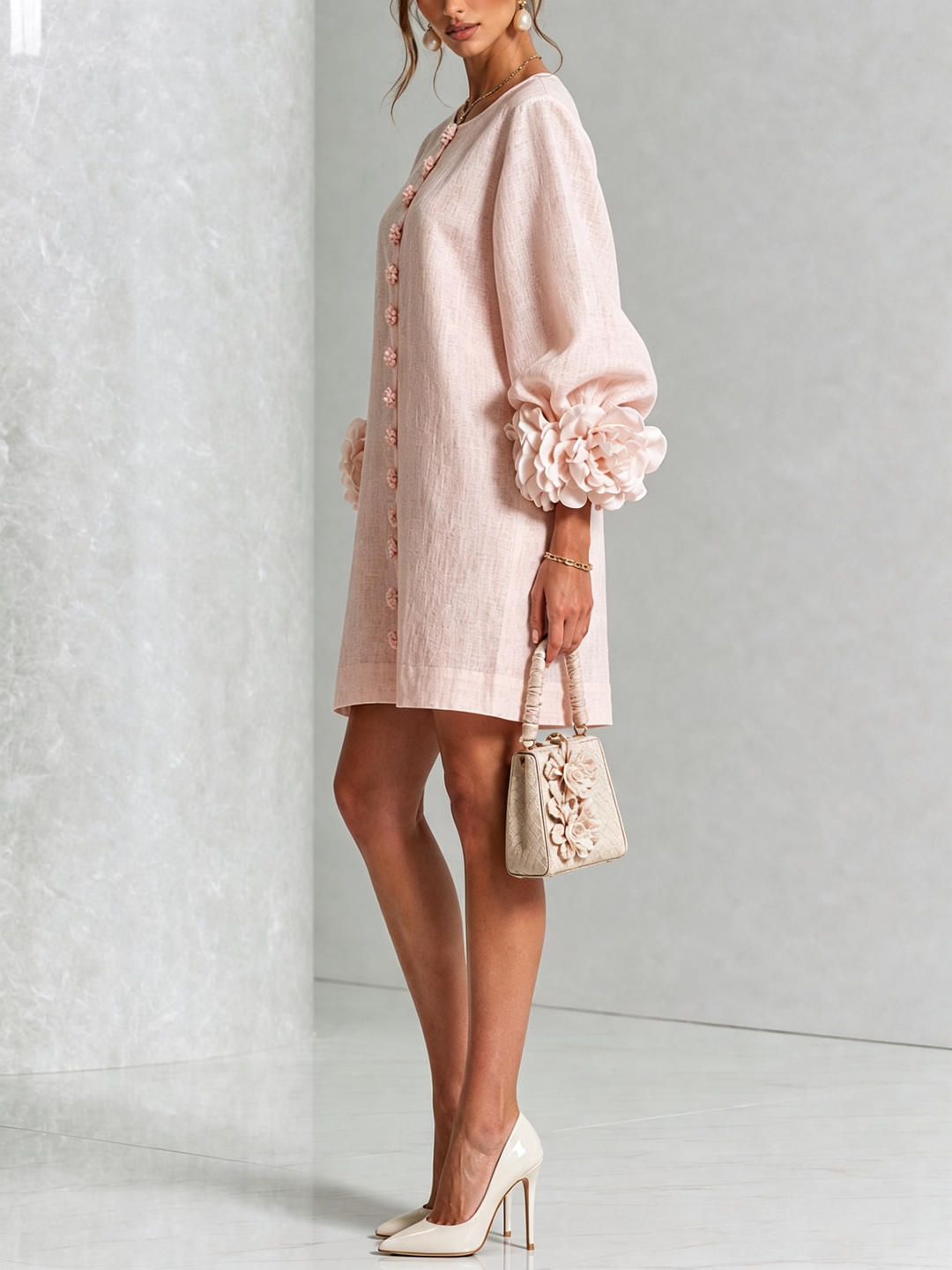 Elovienne - Robe mini en lin texturé