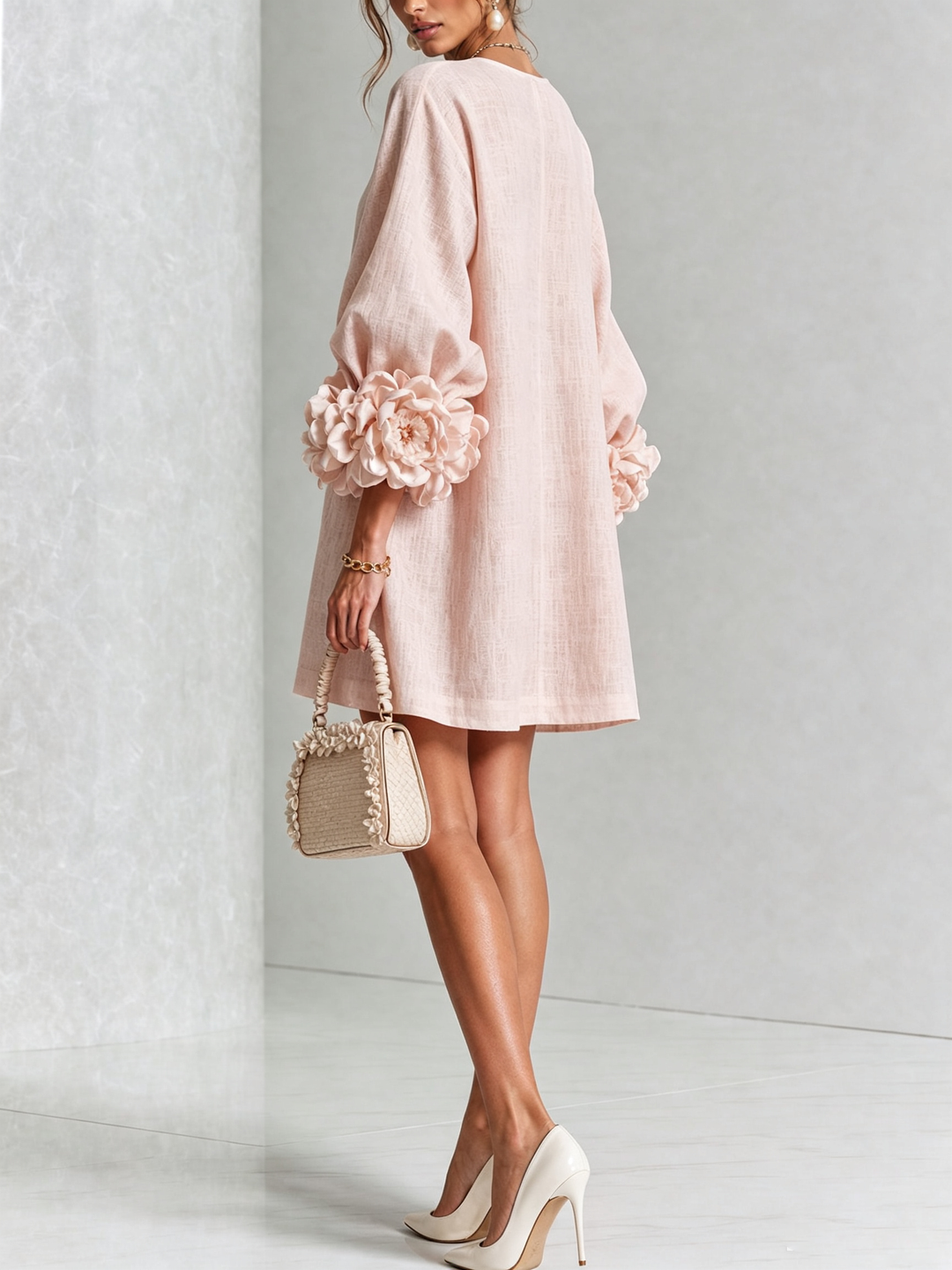 Elovienne - Robe mini en lin texturé