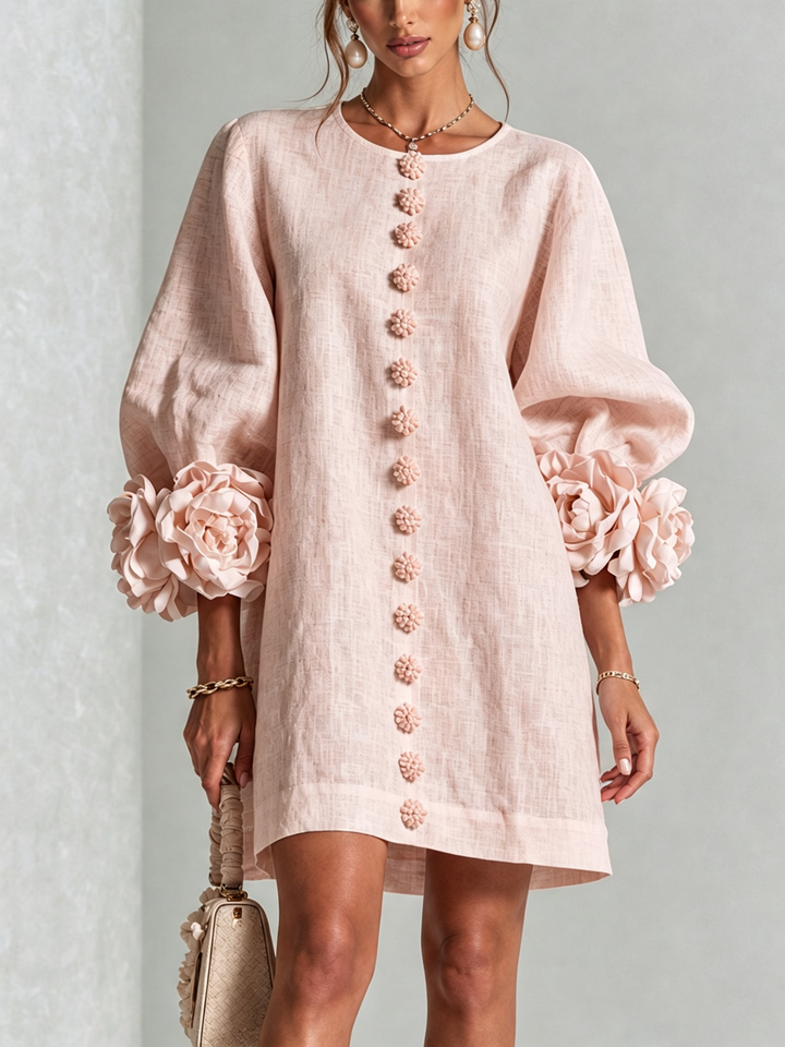 Elovienne - Robe mini en lin texturé