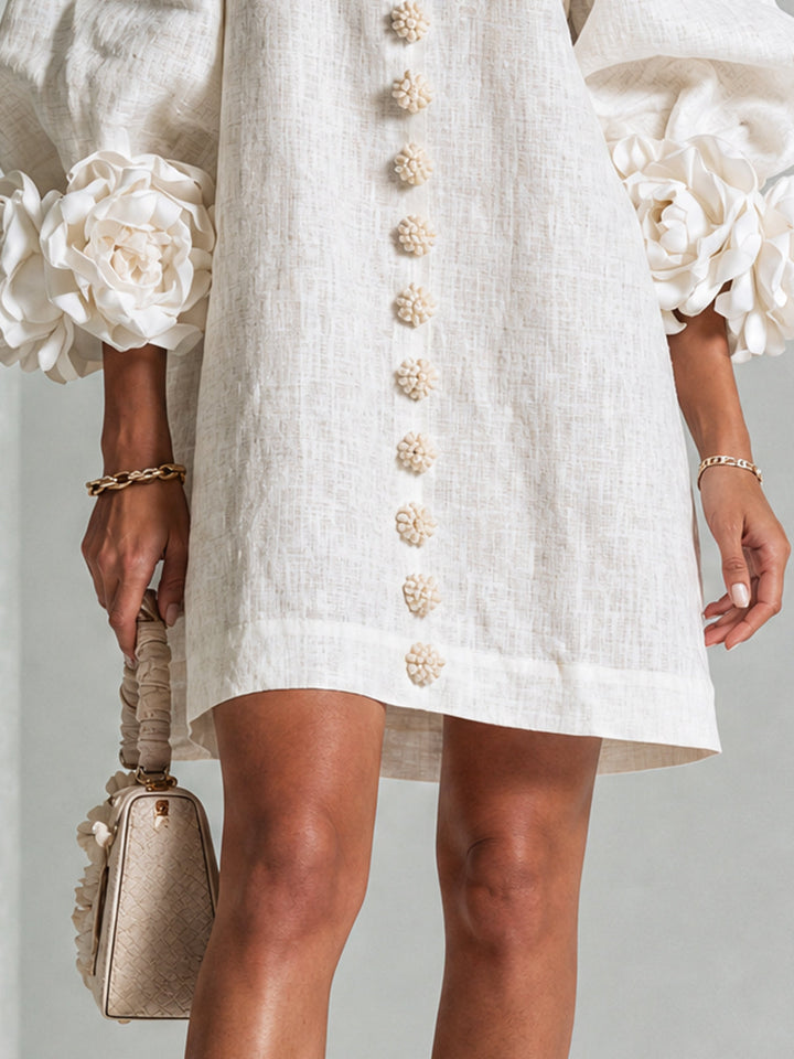 Elovienne - Robe mini en lin texturé