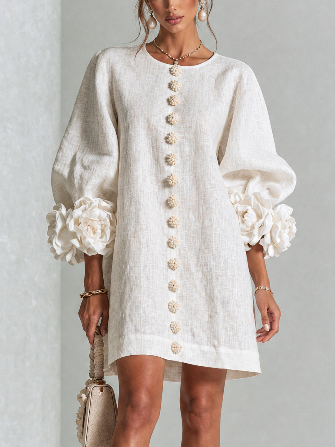 Elovienne - Robe mini en lin texturé