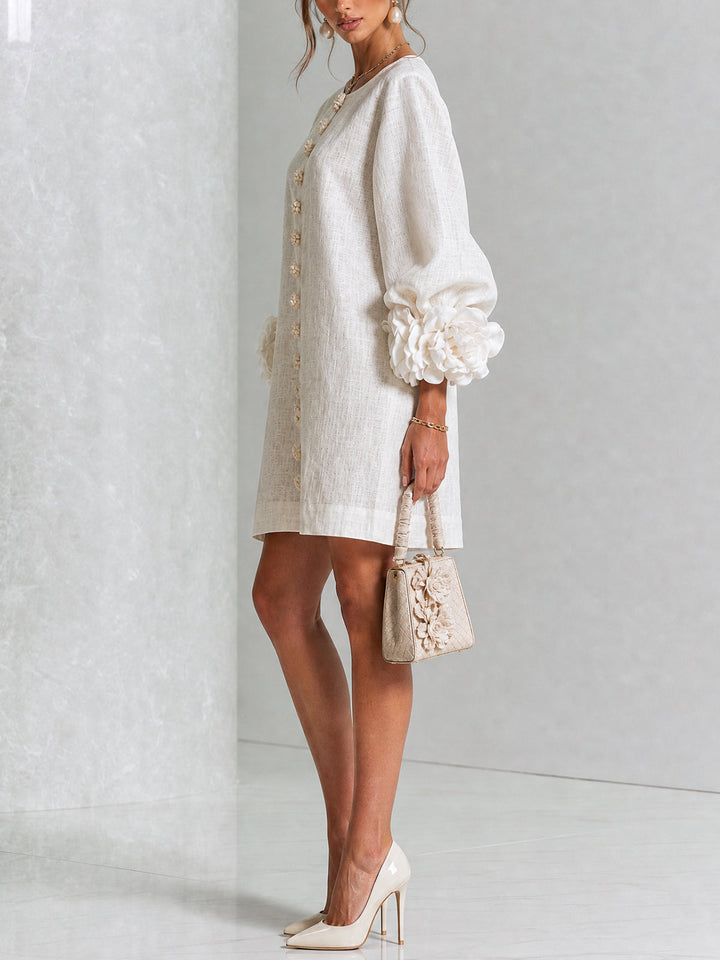 Elovienne - Robe mini en lin texturé