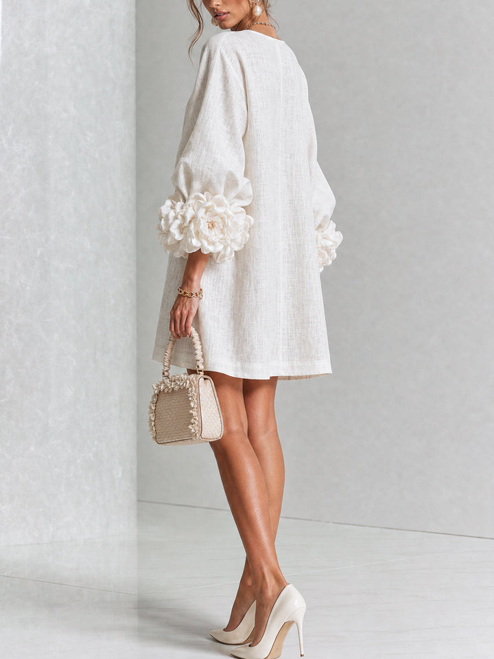 Elovienne - Robe mini en lin texturé