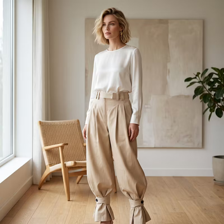 Dianella - Pantalon taille haute à volants