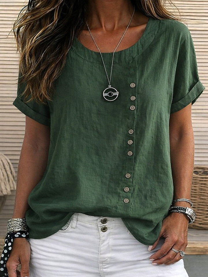Sidonie - Blouse manches courtes à détails boutonnés