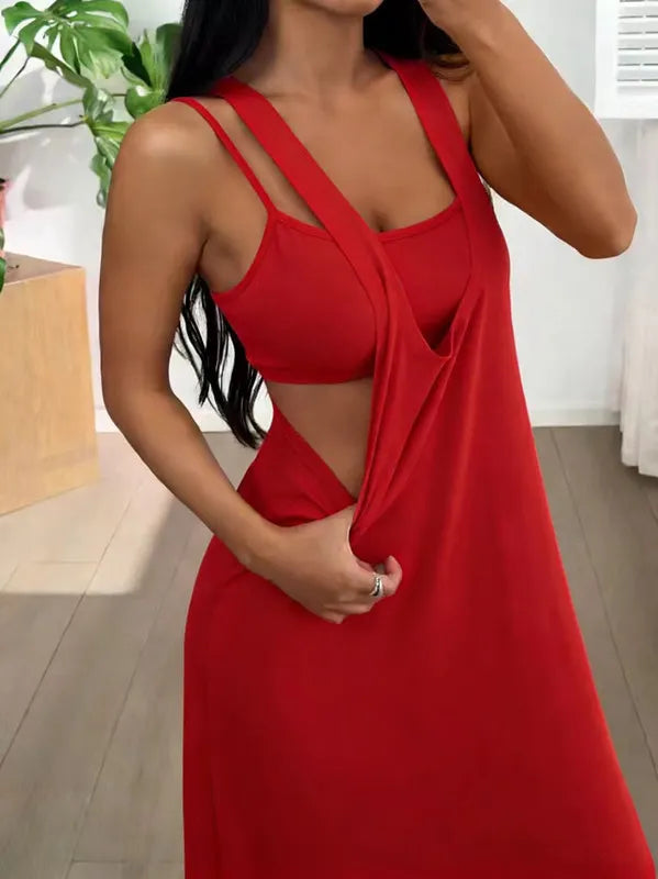 Evania - Ensemble 2 pièces robe longue à effet superposé
