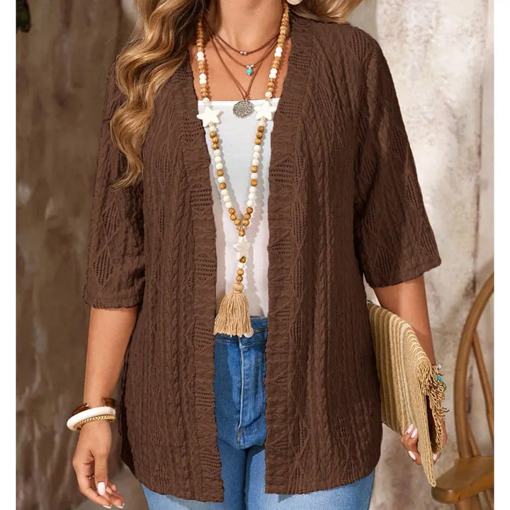 Delienne - Cardigan en maille pointelle doux au toucher