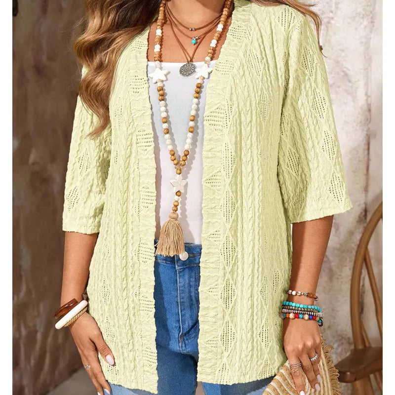 Delienne - Cardigan en maille pointelle doux au toucher