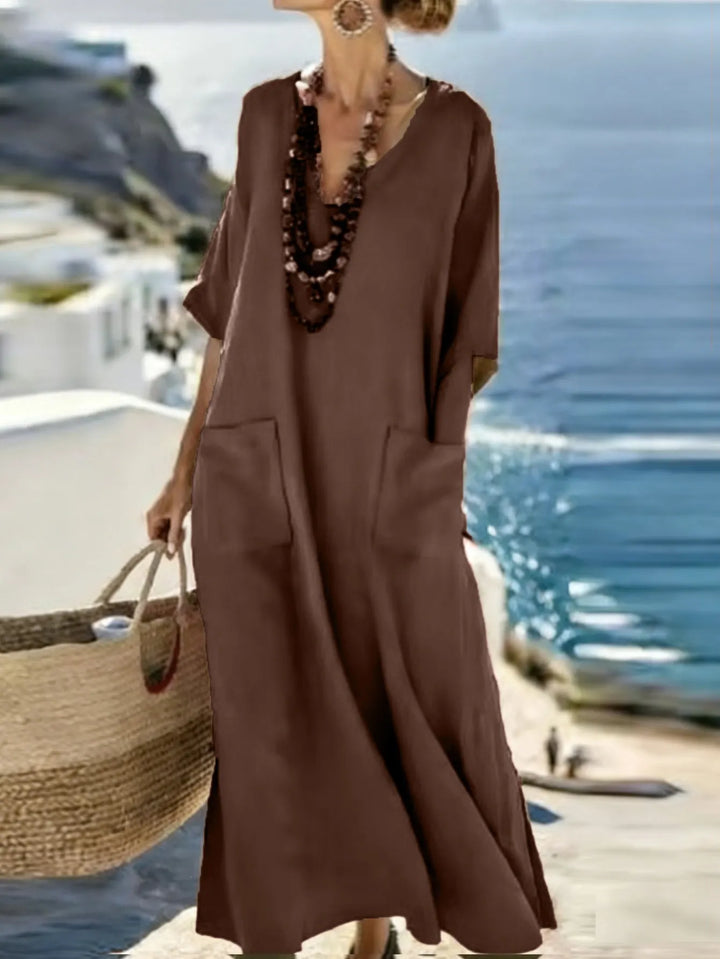 Serenelle - Robe longue imprimée à col V au toucher doux
