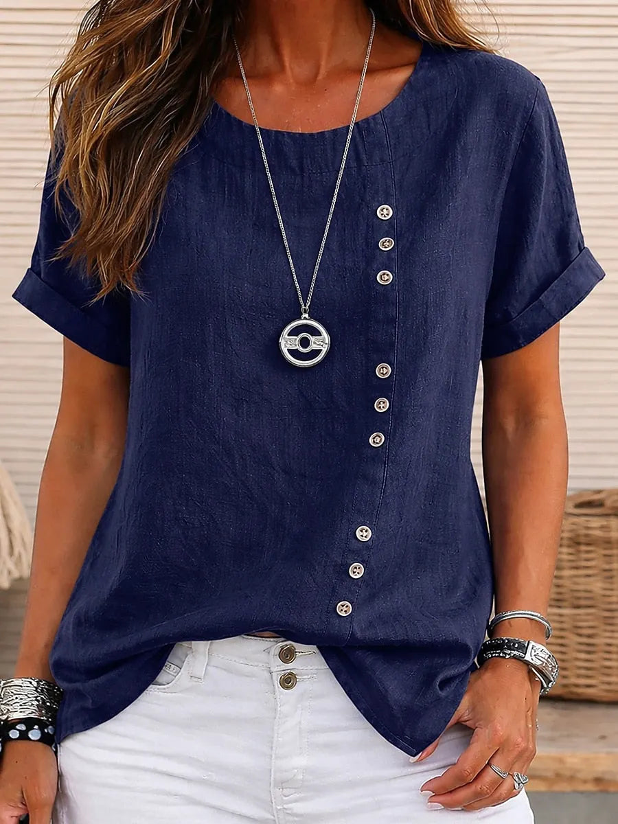 Sidonie - Blouse manches courtes à détails boutonnés
