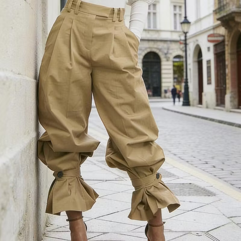 Dianella - Pantalon taille haute à volants