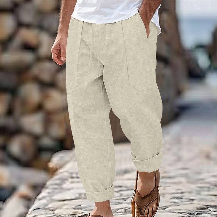 Halston - Pantalon décontracté en lin mélangé