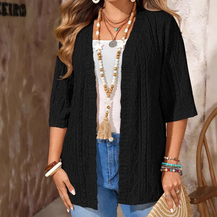 Delienne - Cardigan en maille pointelle doux au toucher