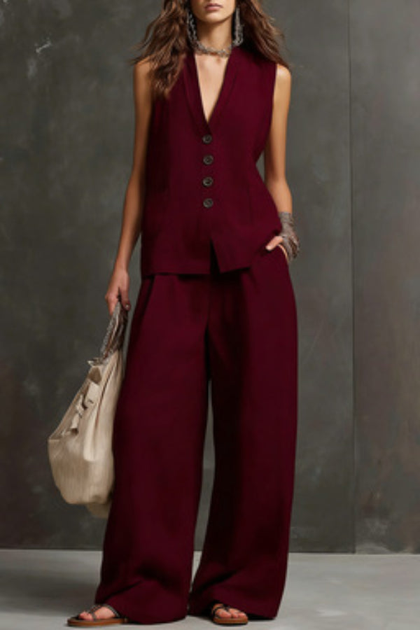 Heloise - Ensemble gilet aéré et pantalon large