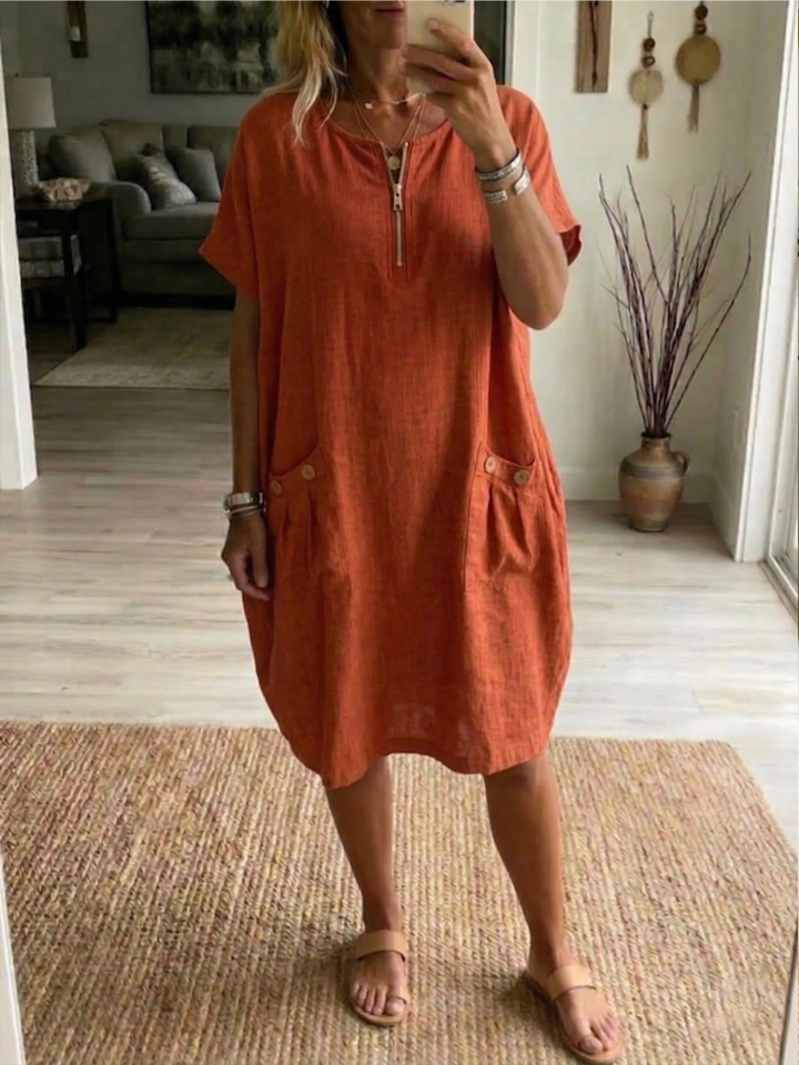 Adelise - Robe d’été col V, doux au toucher