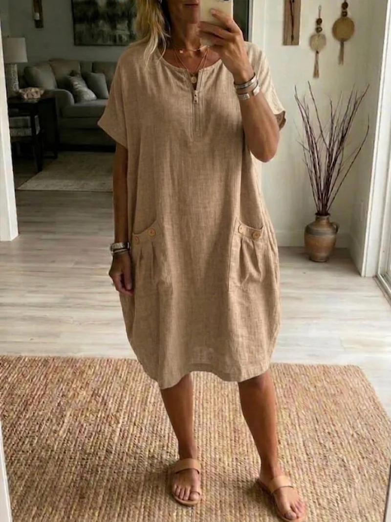 Adelise - Robe d’été col V, doux au toucher