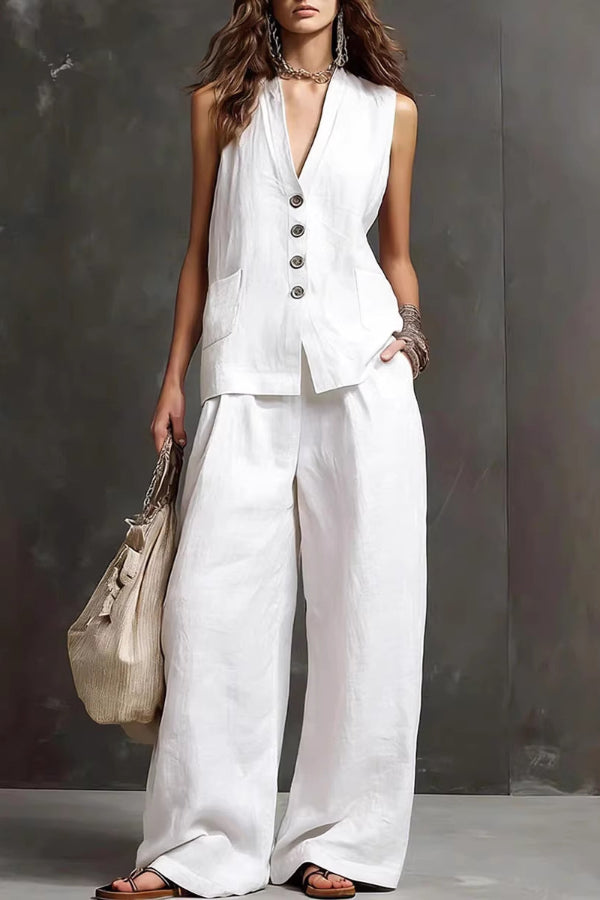 Heloise - Ensemble gilet aéré et pantalon large