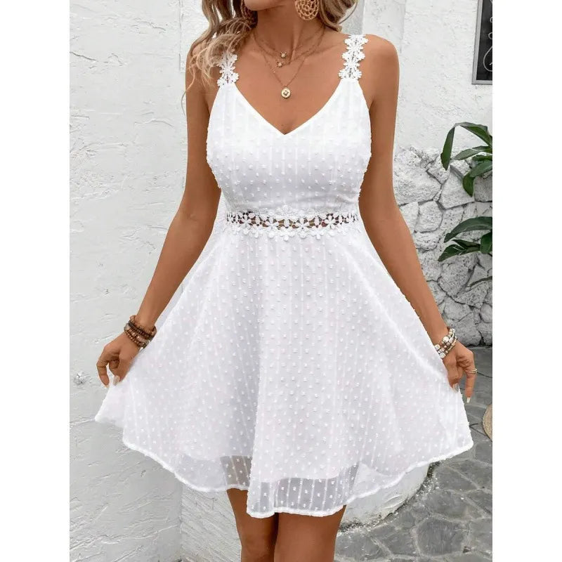 Noelline - Robe mini à bretelles brodées