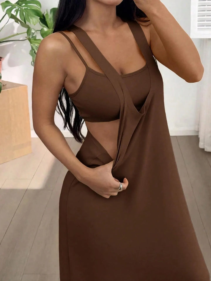 Evania - Ensemble 2 pièces robe longue à effet superposé