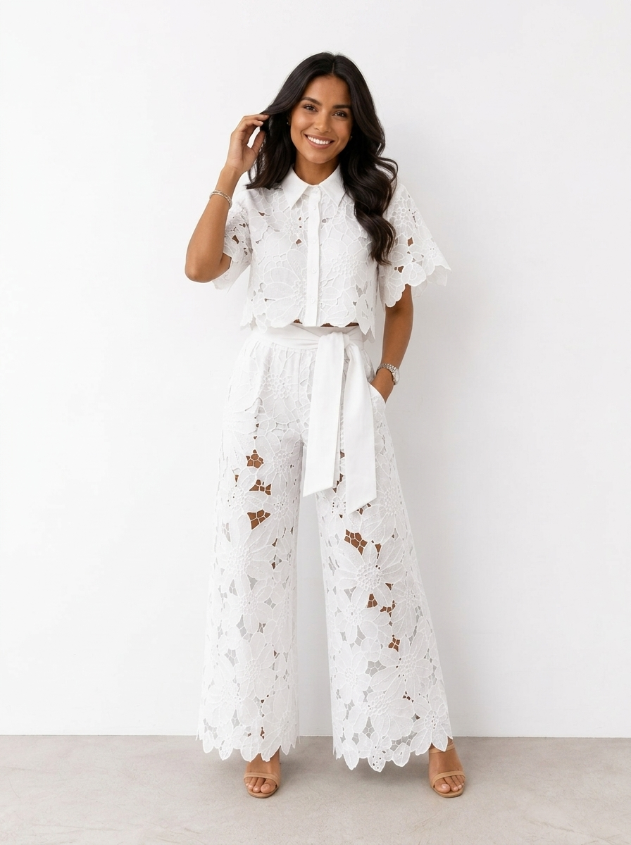 Avalina - Ensemble blouse et pantalon au toucher doux