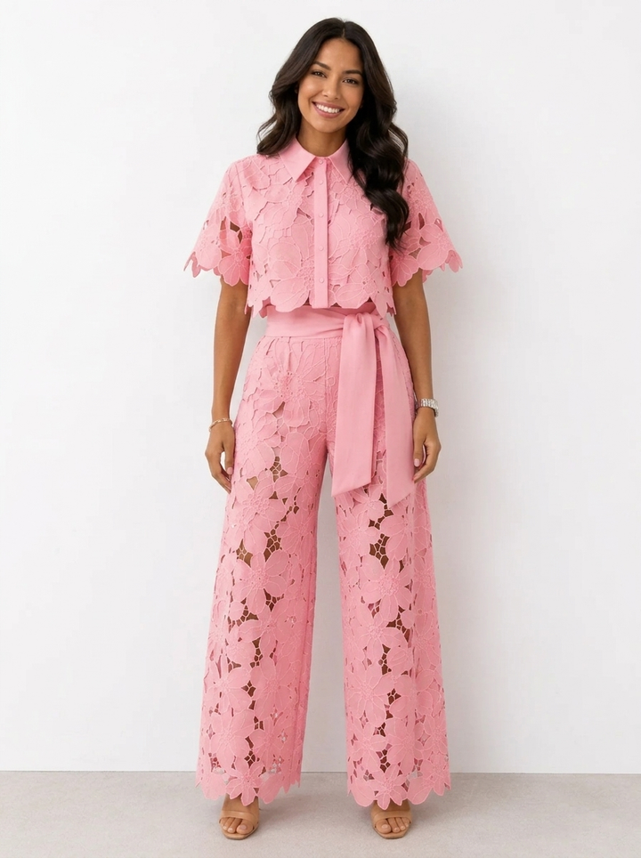 Avalina - Ensemble blouse et pantalon au toucher doux