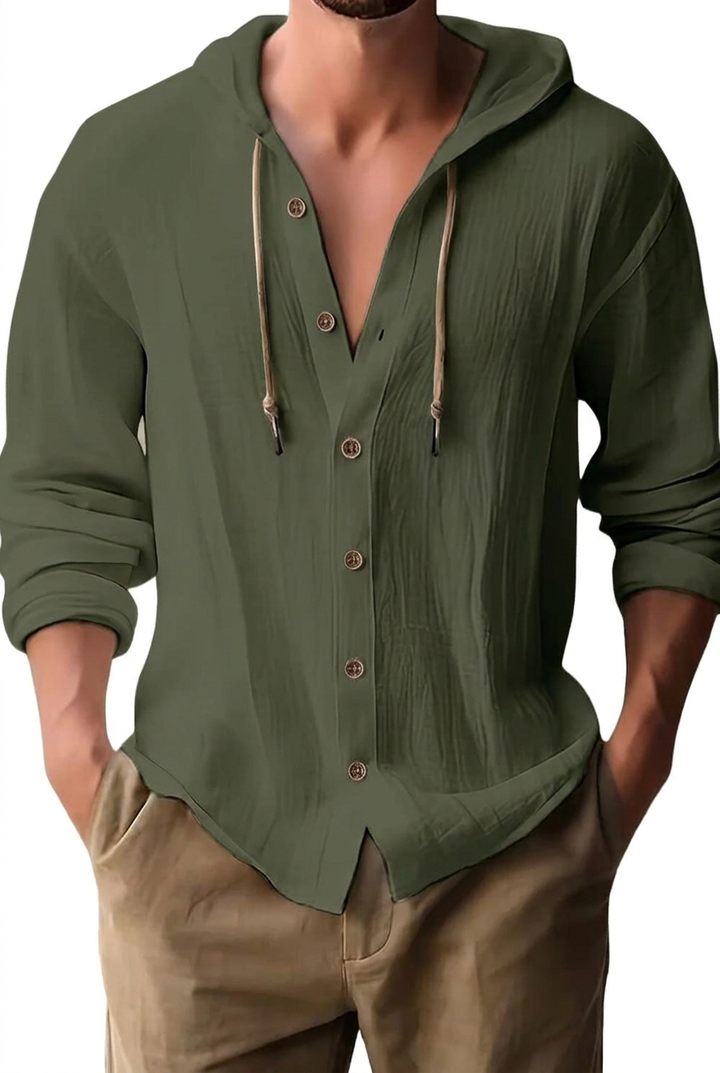 Fraser - T-shirt Henley à capuche au toucher doux