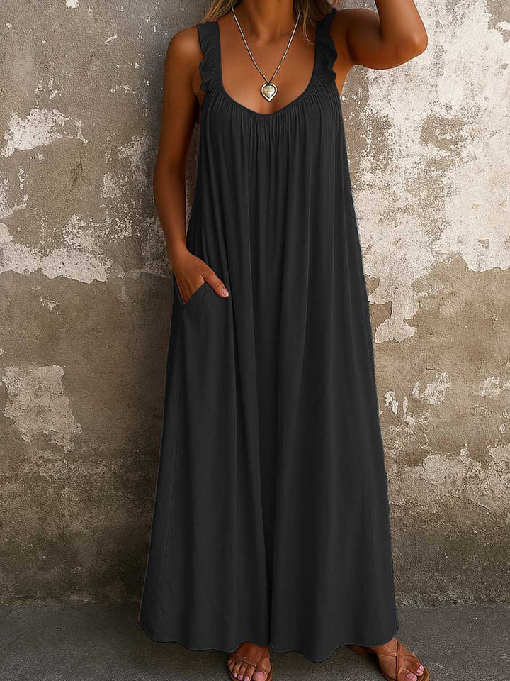 Sylvana - Robe longue à bretelles volantées