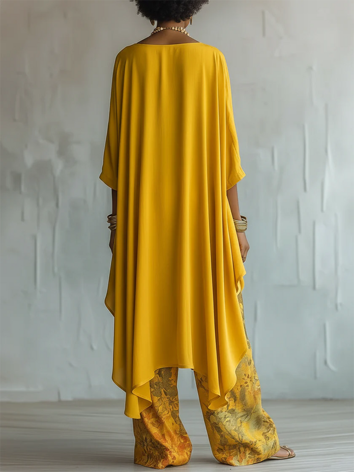 Anwyn - Ensemble top en mousseline superposé et pantalon large