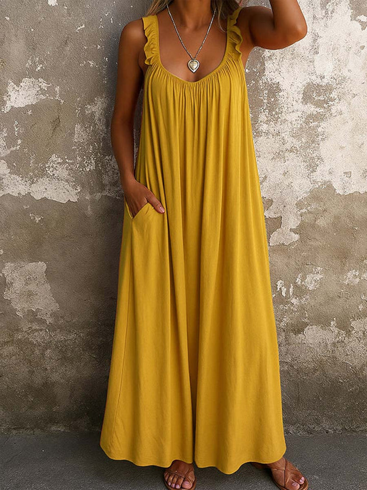 Sylvana - Robe longue à bretelles volantées