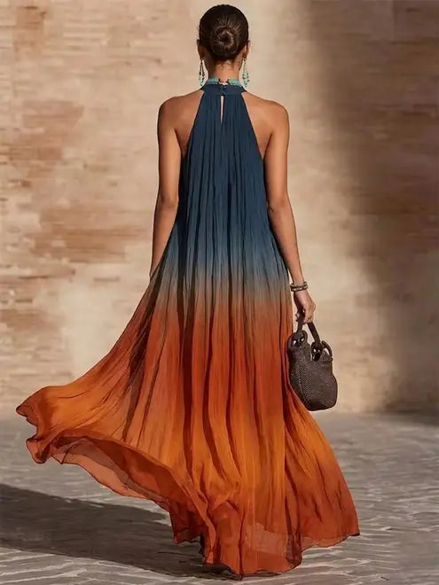 Calissa - Robe longue à encolure américaine en tissu doux